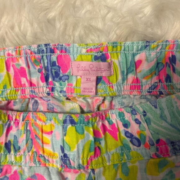 Lilly Pulitzer Linen Palazzo Pants XS Tropical Print Wide Leg Resort Wear - Picture 4 of 7